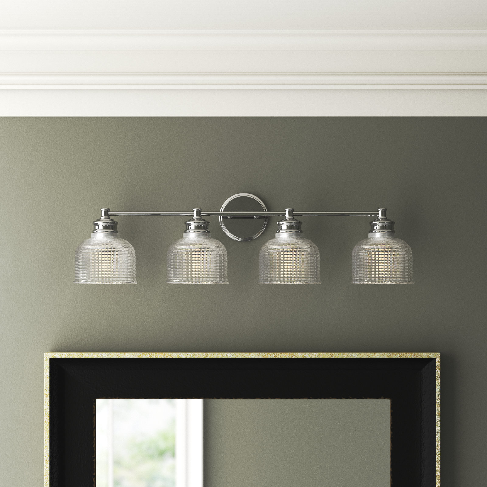 Besima 4 Light Hammered Dimmable Vanity Light, Chrome
