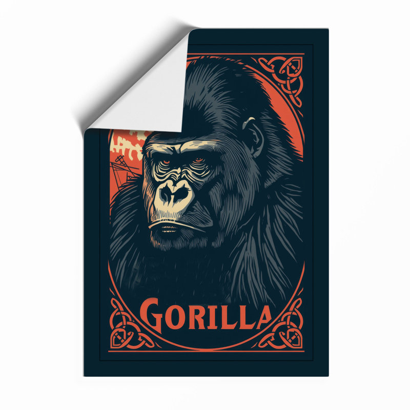 Gorilla Rising Retro - Framed Print, Unframed, A2 - 59.4 x 42.0 cm