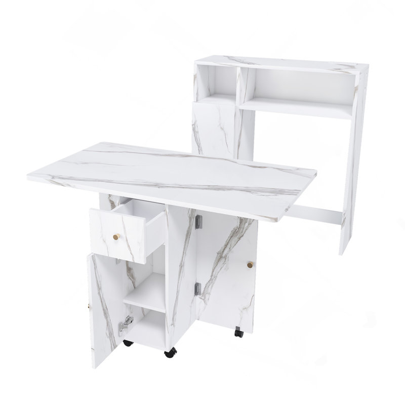 Multifunctional Folding Dining Table With Wall-Mounted Sideboard & Storage For Small Apartments