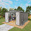 Grande remise de jardin en métal 10 x 12 pi avec double porte et deux fenêtres translucides et imperméable pour la terrasse