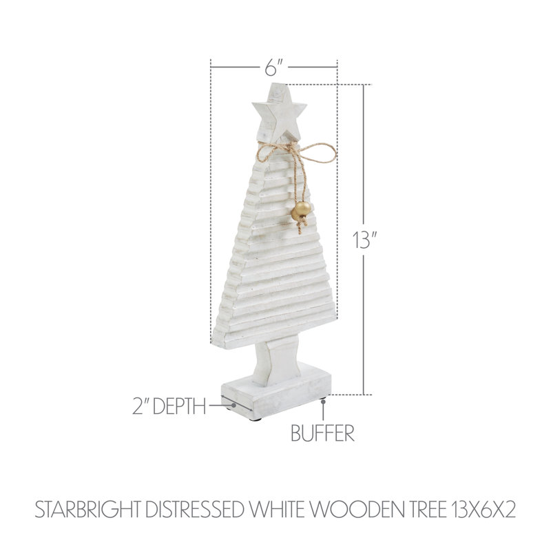 Arbre en bois blanc vieilli Starbright, H 13 po x l 6 po x P 2 po