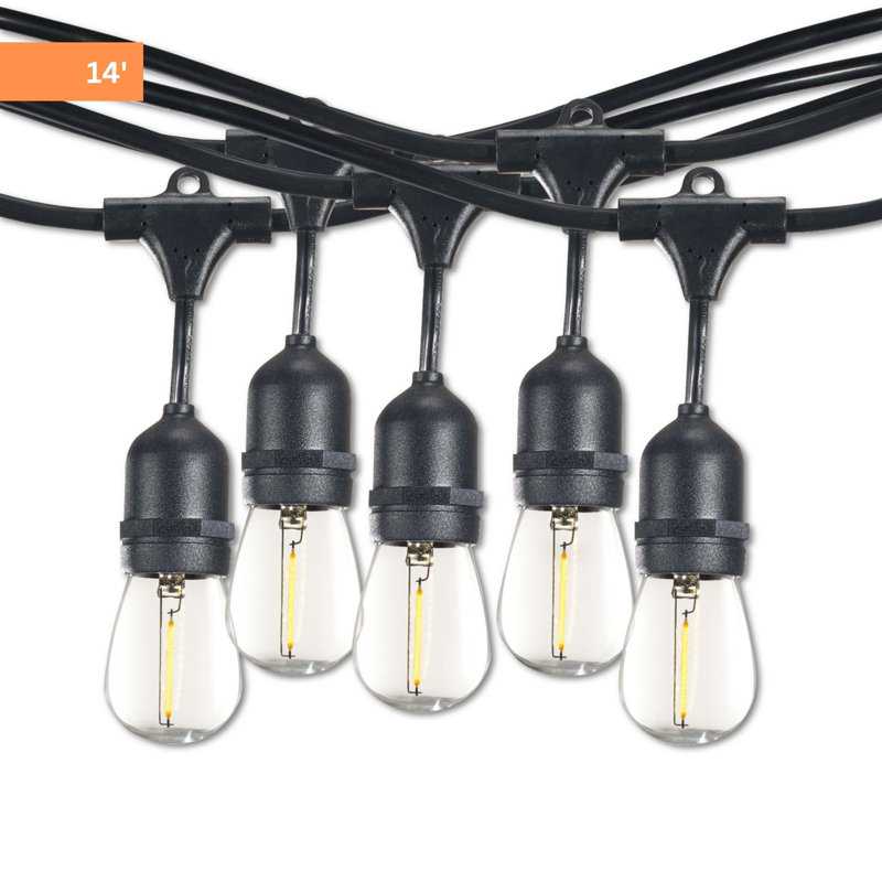 Junell Bulbrite 14-foot String Light Kit with Clear Shatter Resistant LED Light Bulbs, Standard