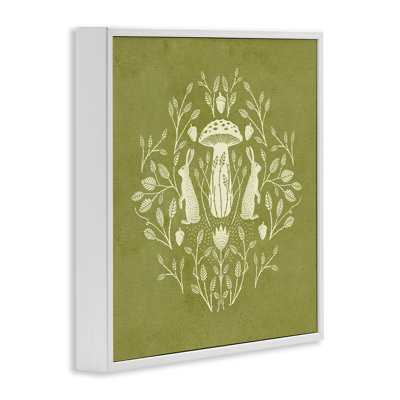 Cottagecore Mushroom & Rabbits Framed Giclee Art by Katie O'Shea
