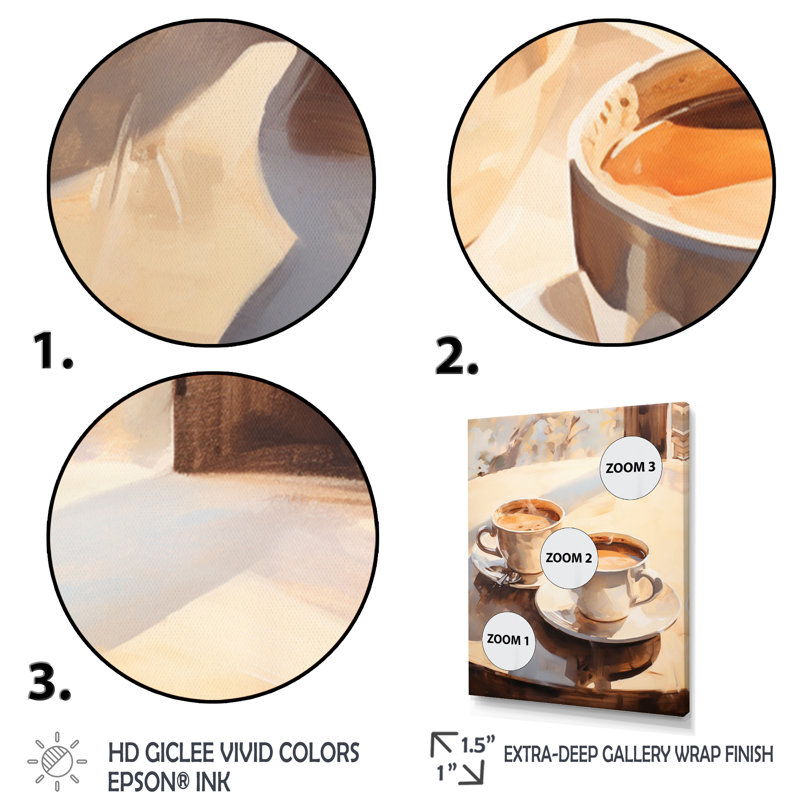 Ijlal Food Coffee Tea III - Art sur toile, impression sur toile, H 20 po x l 12 po x P 1 po, Cadre flottant noir