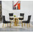 Round Dining Table Set, White Faux Marble Dining Table & Velvet Chairs with Stainless Steel Pedestal, 44.88" Dining Room Table and Chairs Set,  Circle Dining Table Set-1247455309-1247455299-1250137766