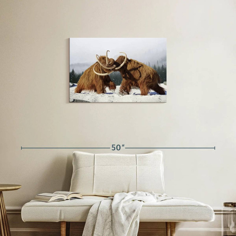 Brampt Fighting Woolly Mammoths, H 20 po x l 30 po
