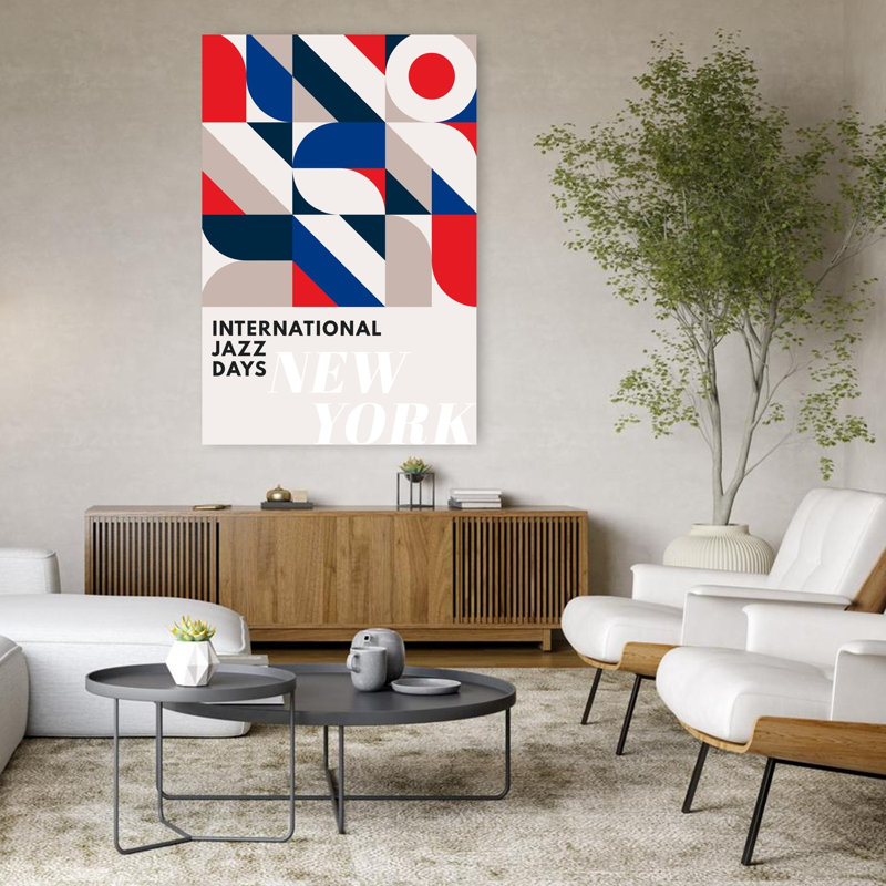 Art contemporain abstrait géométrique coloré, H 48 po x l 32 po