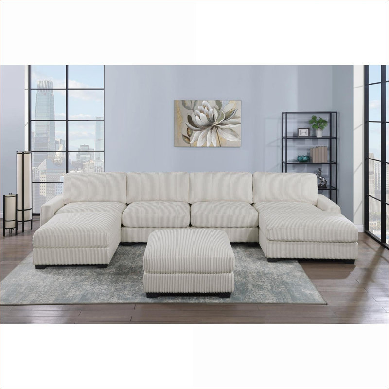 Fauteuil d'appoint en velours côtelé beige, large assise moelleuse avec pieds en bois massif pour petits espaces de salon