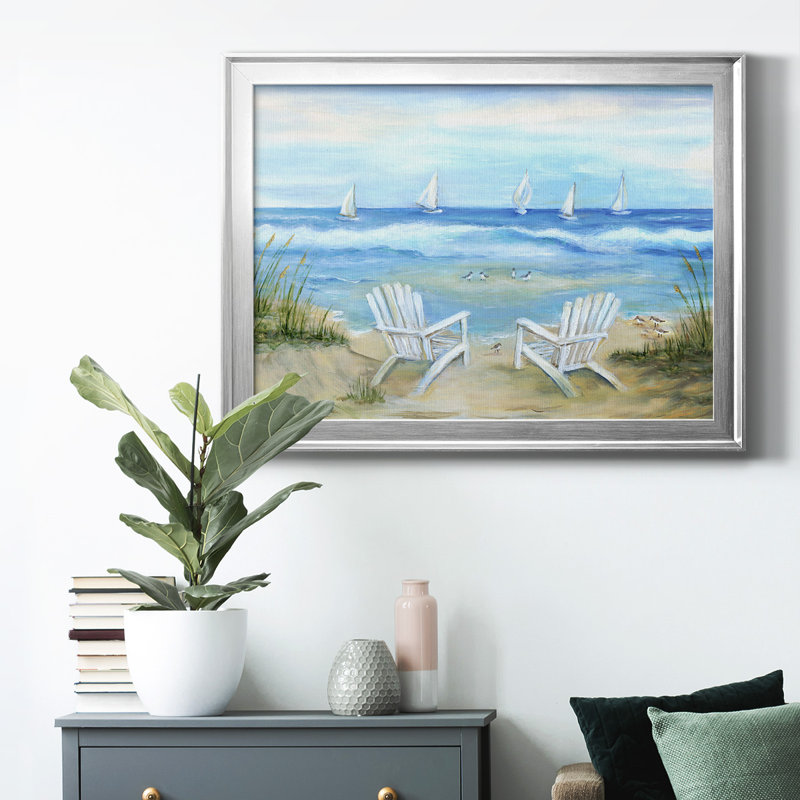 " Seaside Escape " Graphic Art Print, 30.5" H x 42.5" W x 1" D, Silver