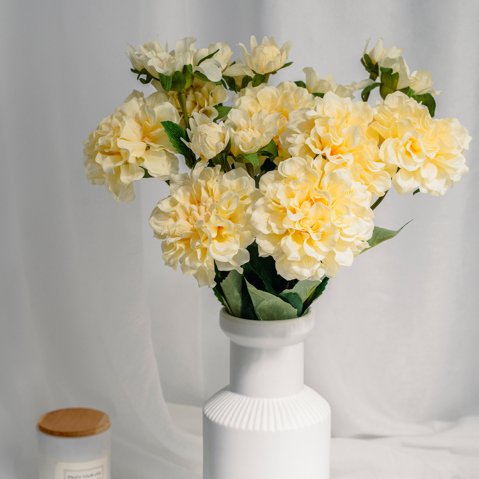 Decorative Artificial Paeonia lactiflora(Pack of 1 Branch), Yellow