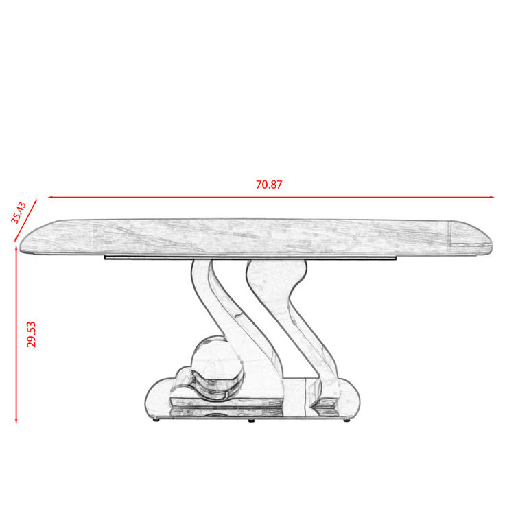 Luxury Rectangle Dining Table - Durable Stone Surface with Artistic Steel Legs