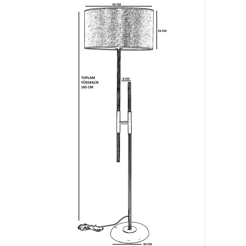 Luro Elegant Floor Lamp with Metal Body, Anthracite Color, 64.9 inches Tall | Chrome Coated Finish, Fabric Cap, E27 Socket (Max 60W) | Stylish Lighting for Living Room, Bedroom & Office Decor, Durable Design