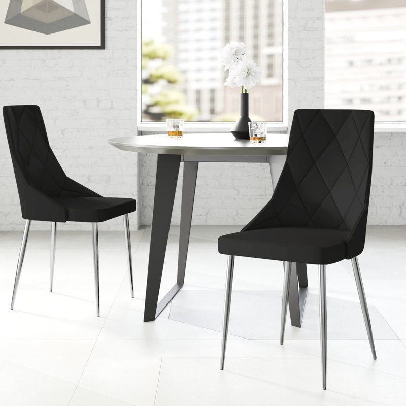 Benay 19'' H Faux Leather Upholstered Side Chair, Black Faux Leather