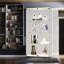 Vitrine 2 portes en verre, 4 tablettes, éclairée pour la maison - blanc