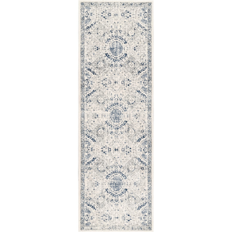 Kristine Power Loom Performance Oriental Blue Rug