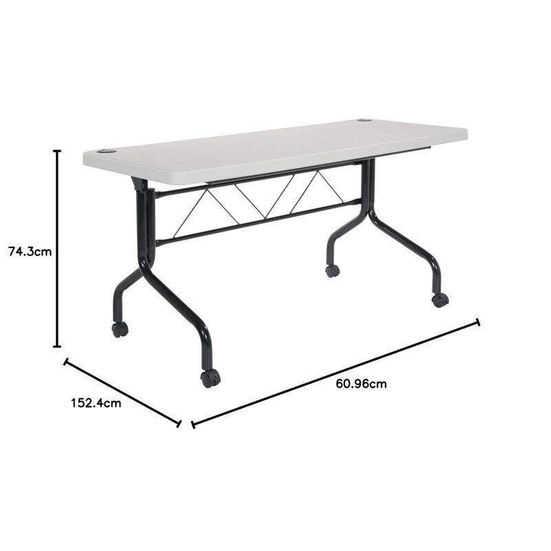 Resin Multipurpose Flip Training Table With Locking Casters For Home And Office, 5 Feet
