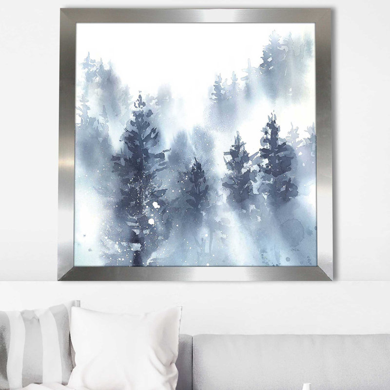 «Misty Forest II (Square)» par Katrina Pete, reproduction, Encadrement argenté, H 37,5 po x l 37,5 po x P 1 po