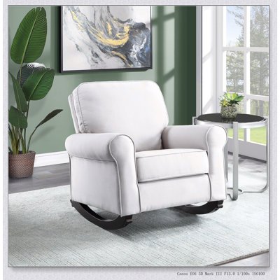 Chaise berçante Elvin en tissu beige avec siège à ressorts ensachés pour un confort et une durabilité ultimes
