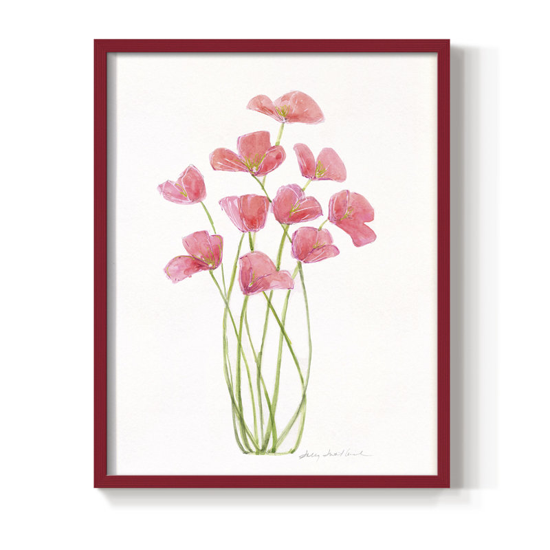«Intertwined Bouquet I», reproduction encadrée - bois massif, H 11 po x l 9 po, Rouge