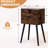 Rustic Brown Bedside Unit With 2 Deep Drawers - Solid Wood Legs, For Bedroom Storage Living Room Table Practical Addition-1623224082