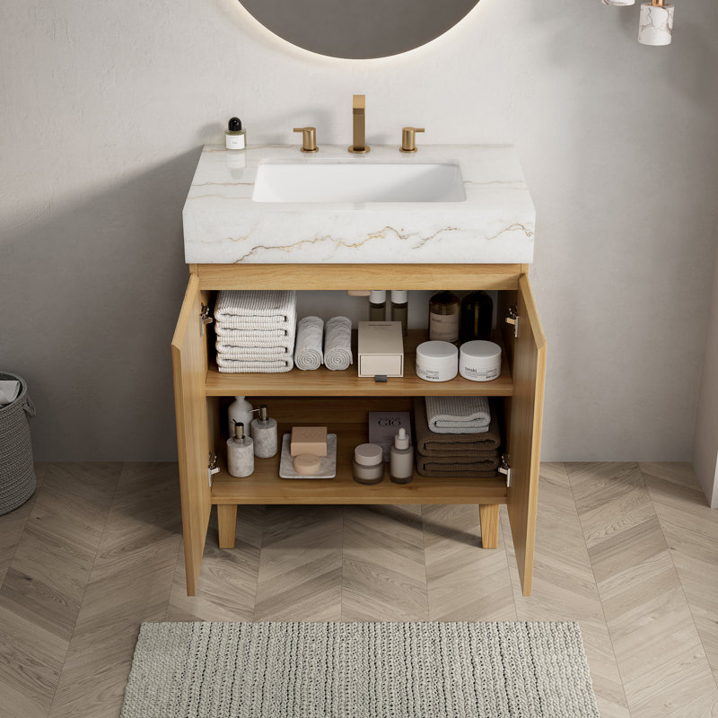 Meuble-lavabo autoportant avec lavabo LULA, Tan