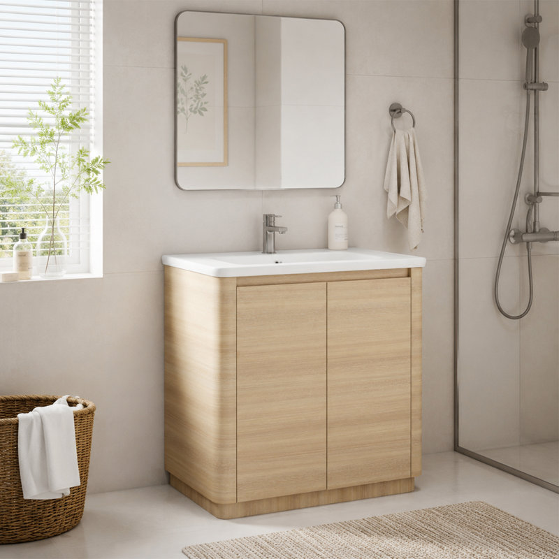 Meuble-lavabo autoportant 36 po avec plateau en céramique et 2 portes à fermeture en douceur 36 po