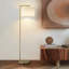 Lampe sur pied à DEL dorée 60 po Montage avec abat-jour tambour en tissu ivoire plissé, ampoule incluse-266565202-183064411