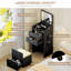 Meuble-lavabo compact 3-en-1 avec miroir, tiroirs de rangement et tabouret - Petite coiffeuse avec lumières pour chambre à coucher ou dortoir-1584327120-1584327132