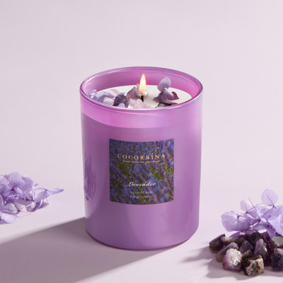 Bougie parfumée à la lavande et aux cristaux, 198 g