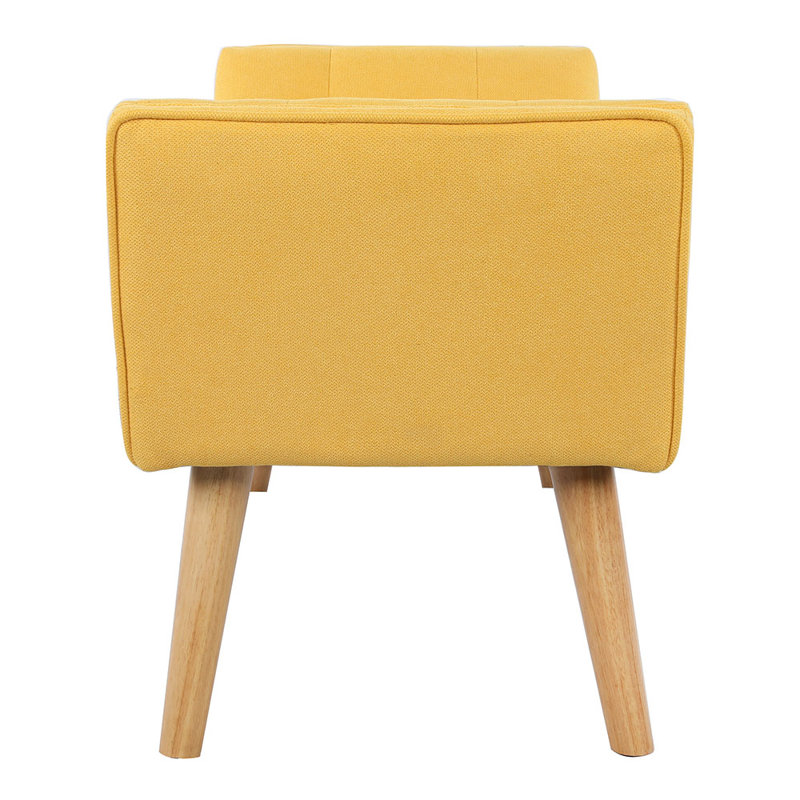 Dee Velvet Upholstered Bench, Yellow