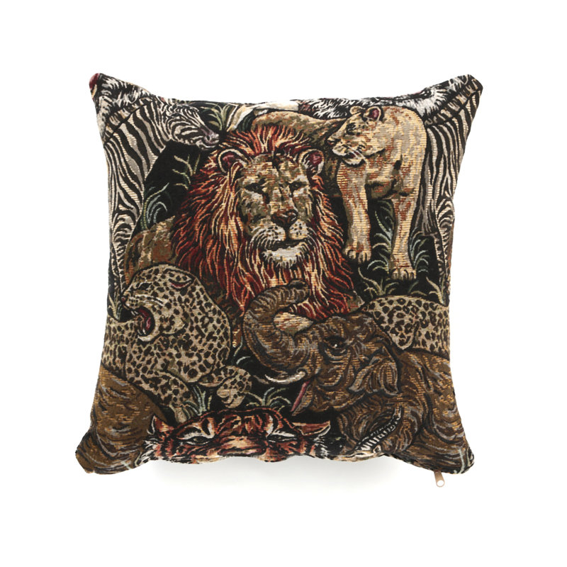 Floral Tapestry Reversible Throw Pillow, African Safari