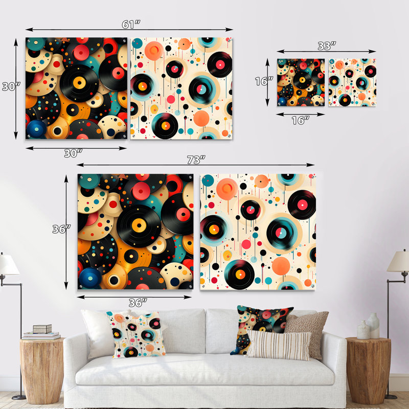 Chrys - ensemble abstrait d'art mural en verre abstrait Mid-Century, H 16 po x l 33 po