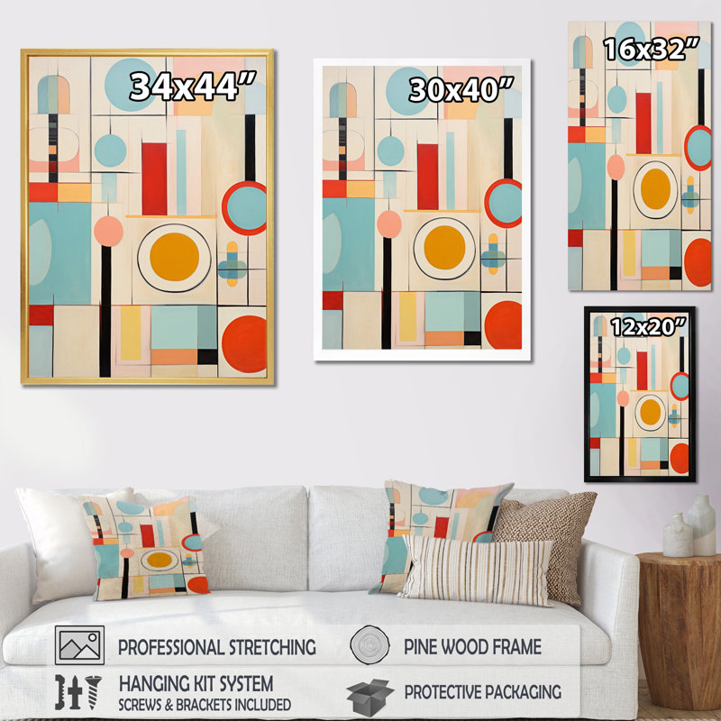 «Ingleton Colorful Mid Century Mod Geometrics II - Abstract Midcentury», art mural, H 32 po x l 24 po x P 1 po