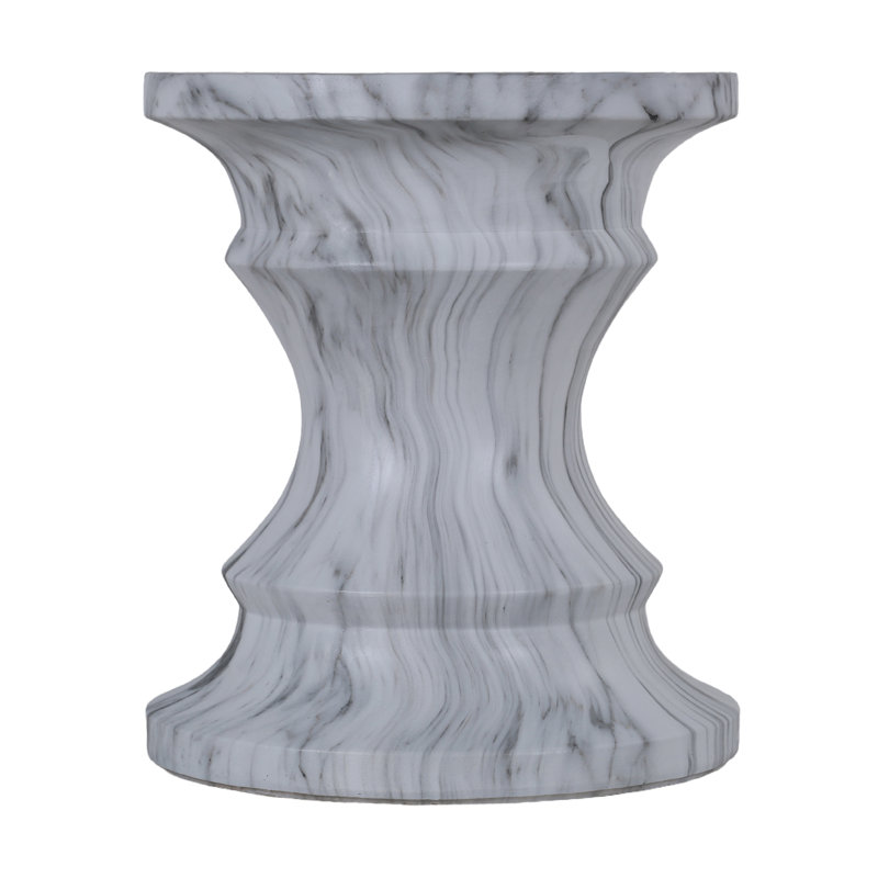 Patio cement outdoor round side table with ink pattern