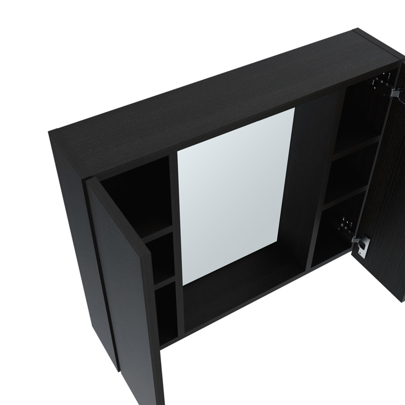 Armoire à pharmacie à double porte H 19 po, une tablette extérieure, Noir