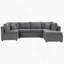 Grey Chenille With Square Arms Sofa-654000343