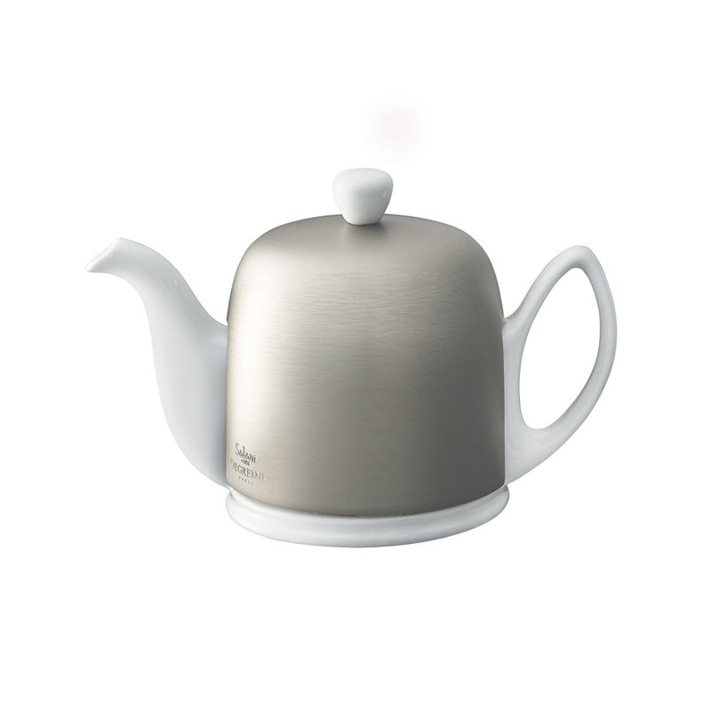 Salam Porcelain Teapot Set Teapot, 23.69 fl oz, White/Silver