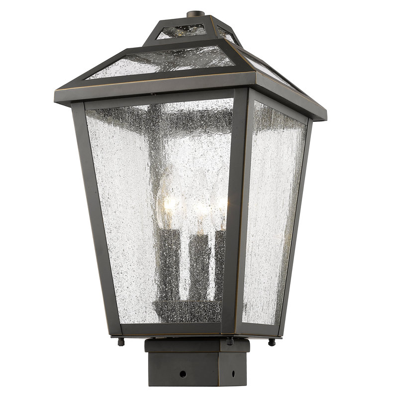 Saxon Seeded Post Lantern, Oil Rubbed Bronze, 16" H x 9" W x 9" D
