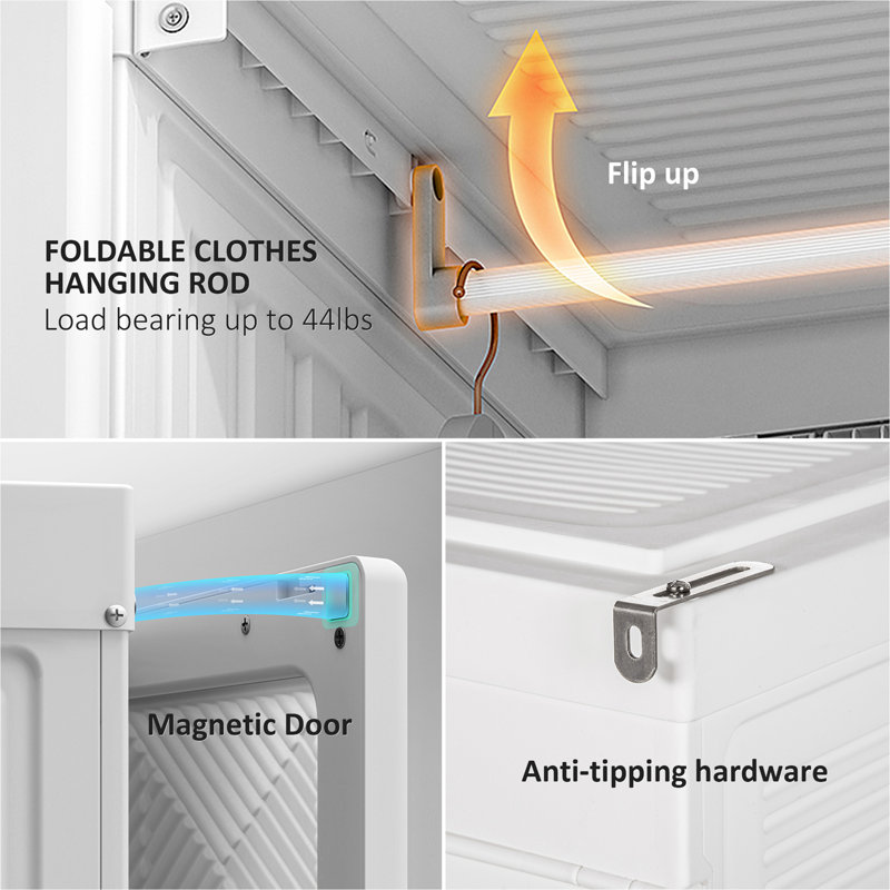White Modular Portable Wardrobe Closet with Cube Compartments