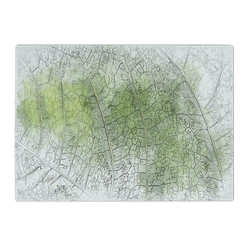 Tempered Glass Leaf Veins Chopping Board, 20 cm x 28.5 cm