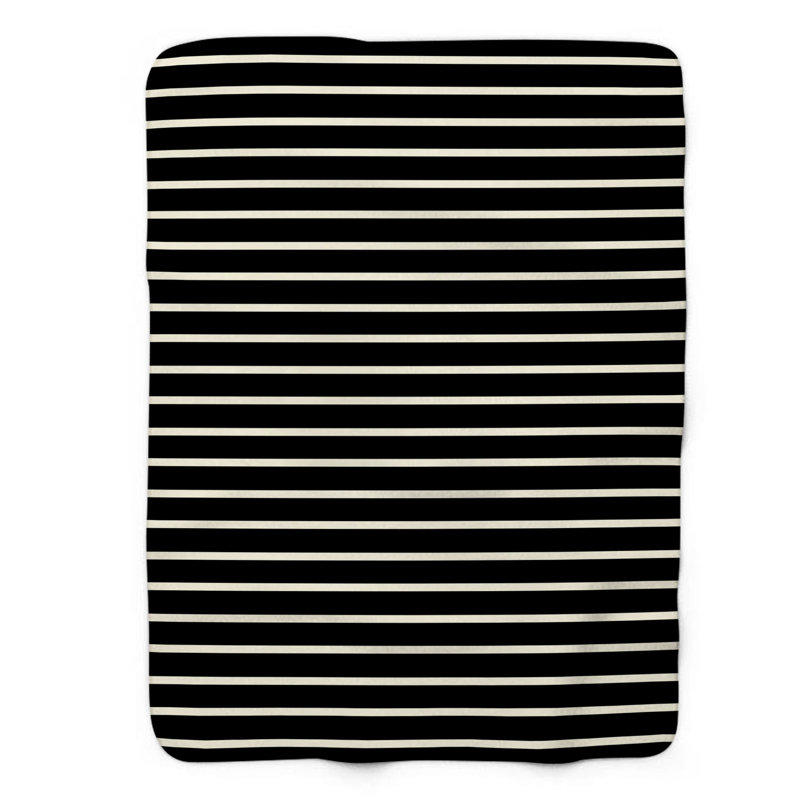 Rayures noires - couverture Sherpa 1 pièce de qualité supérieure 0113, L 60 po x L 80 po