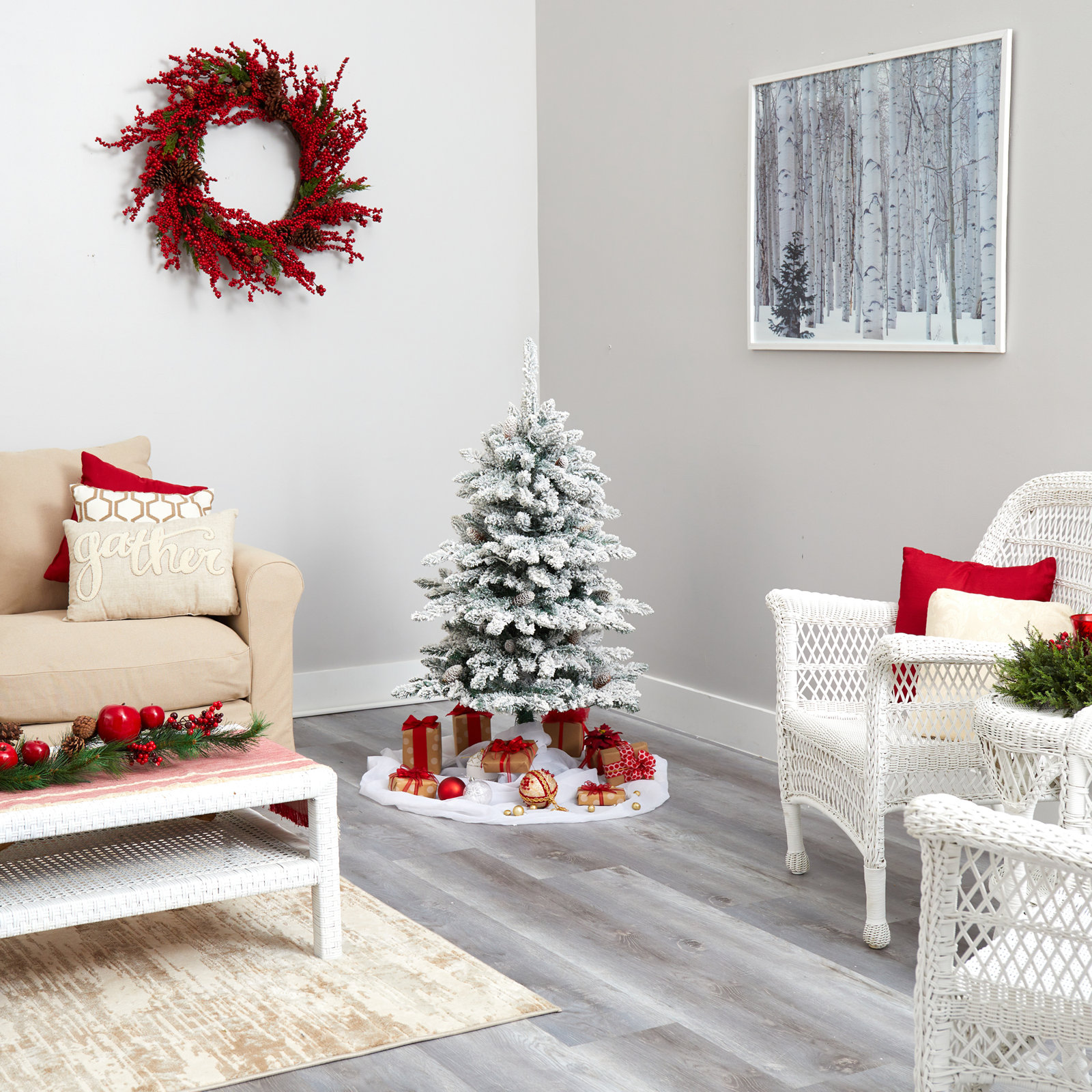 Lighted Artificial Christmas Tree, 4' H