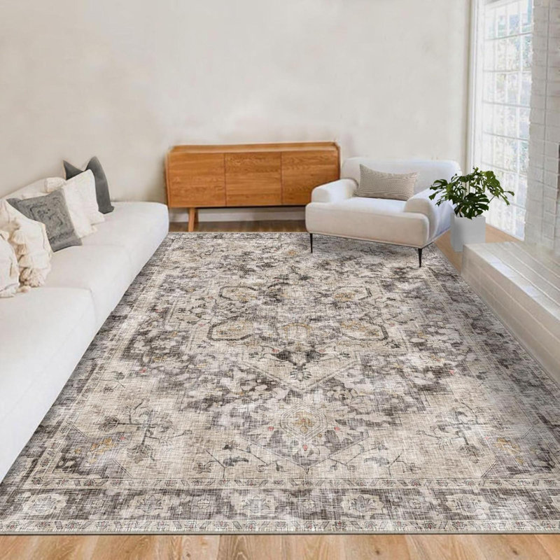 Rug Square Rug - Washable Non-Slip Vintage  Area Rug For Living Room, Bedroom, Dining Room, Rectangle 8' x 10'7"