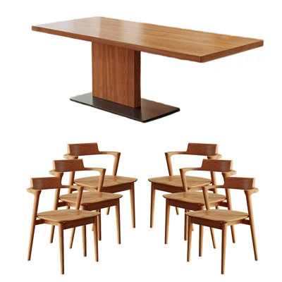 Solid wood ash dining table set