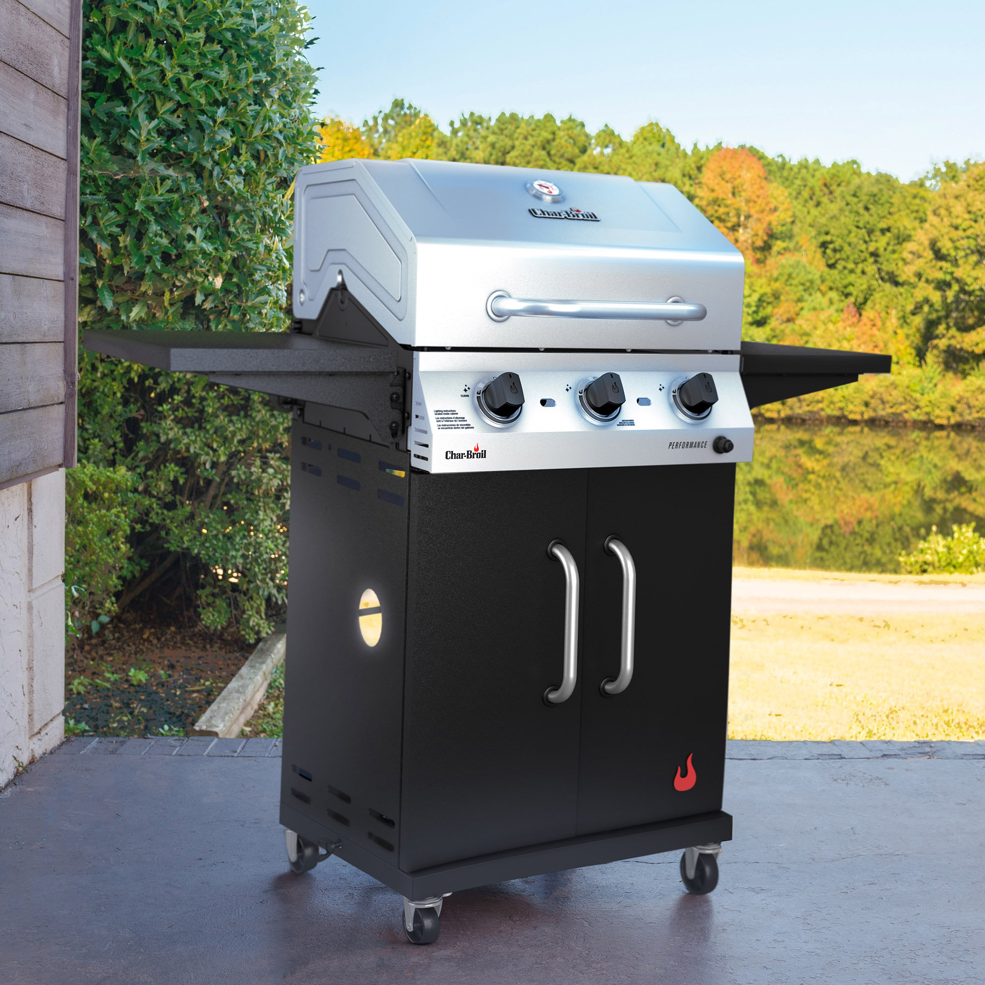 Char Broil Performance Series 3 Burner Propane Gas Grill Cabinet