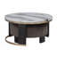 Set Of 2 Nesting Coffee Table, Faux Marble Top Round Coffee Table With Ottoman, Living Room Table