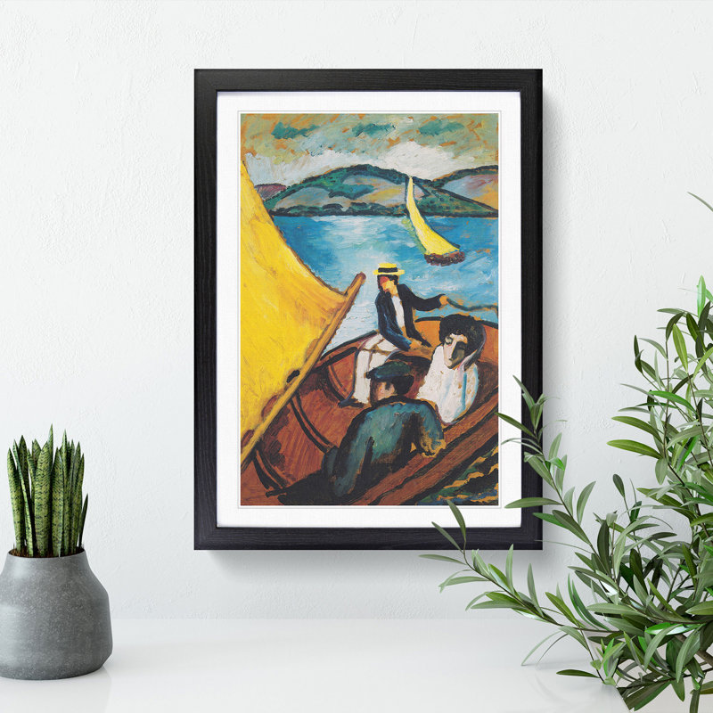 Sailing Boat on the Tegernsee by August Macke - Picture Frame Painting, 65cm H x 48cm W x 2cm D, Black Framed
