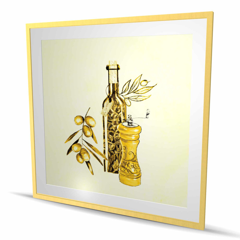 Olive Oil and Pepper - Framed Matted Print for Home Decor