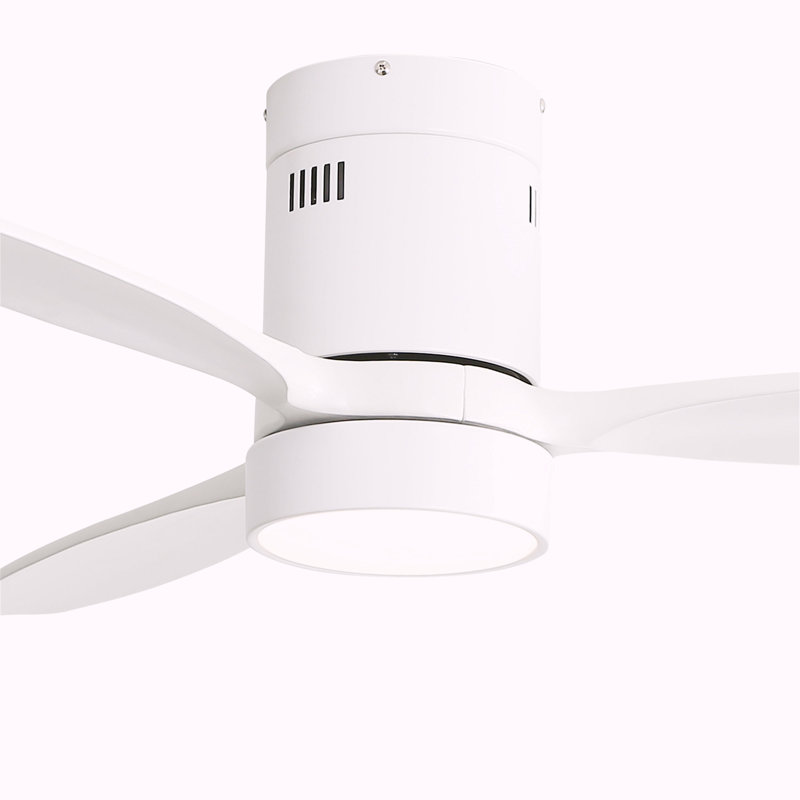 52 Inch Indoor Outdoor Ceiling Fan Solid Wood Fan Blade Noiseless Reversible Motor Remote Control With Light