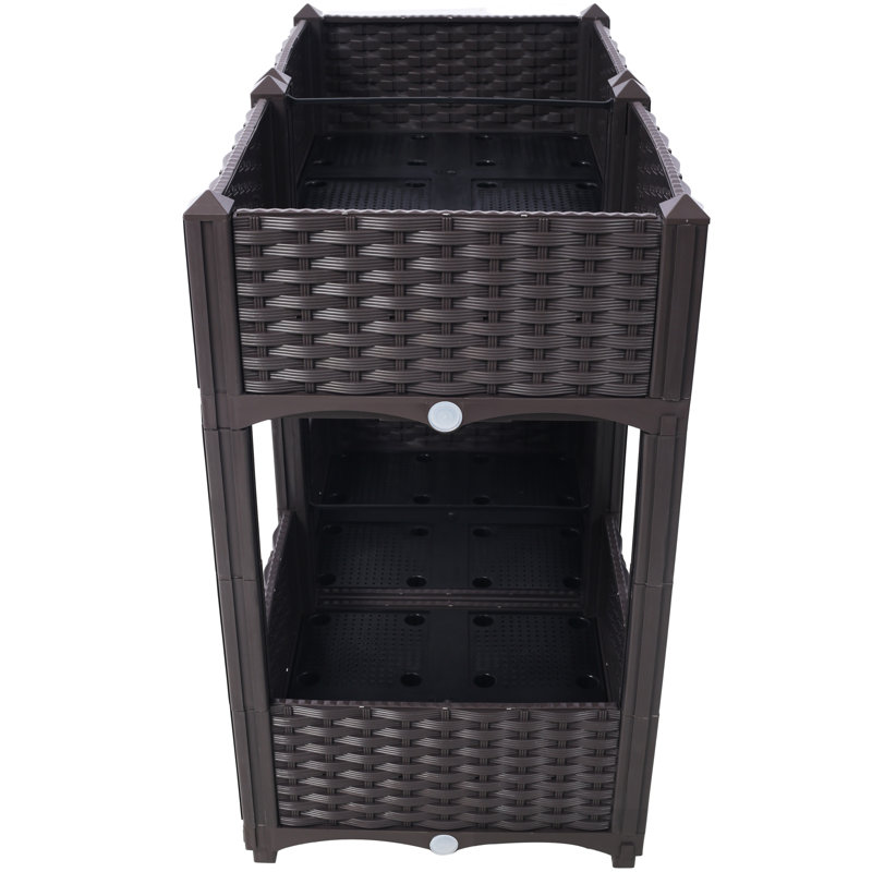 Planter Raised Beds - Elevated Planter Garden Box With Drainage Plug Raised Garden Beds For Vegetable/Flower/Herb Outdoor Standing Planter Beds Gardening Kit,Brown,31.5"X15.7"X27.7"